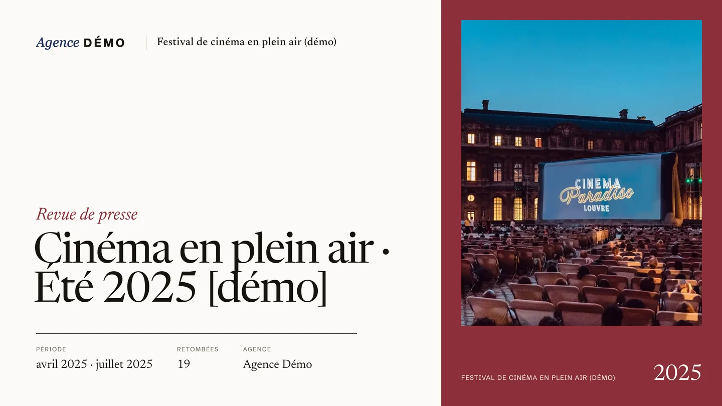 Couverture d'une revue de démonstration (agence et client fictifs)